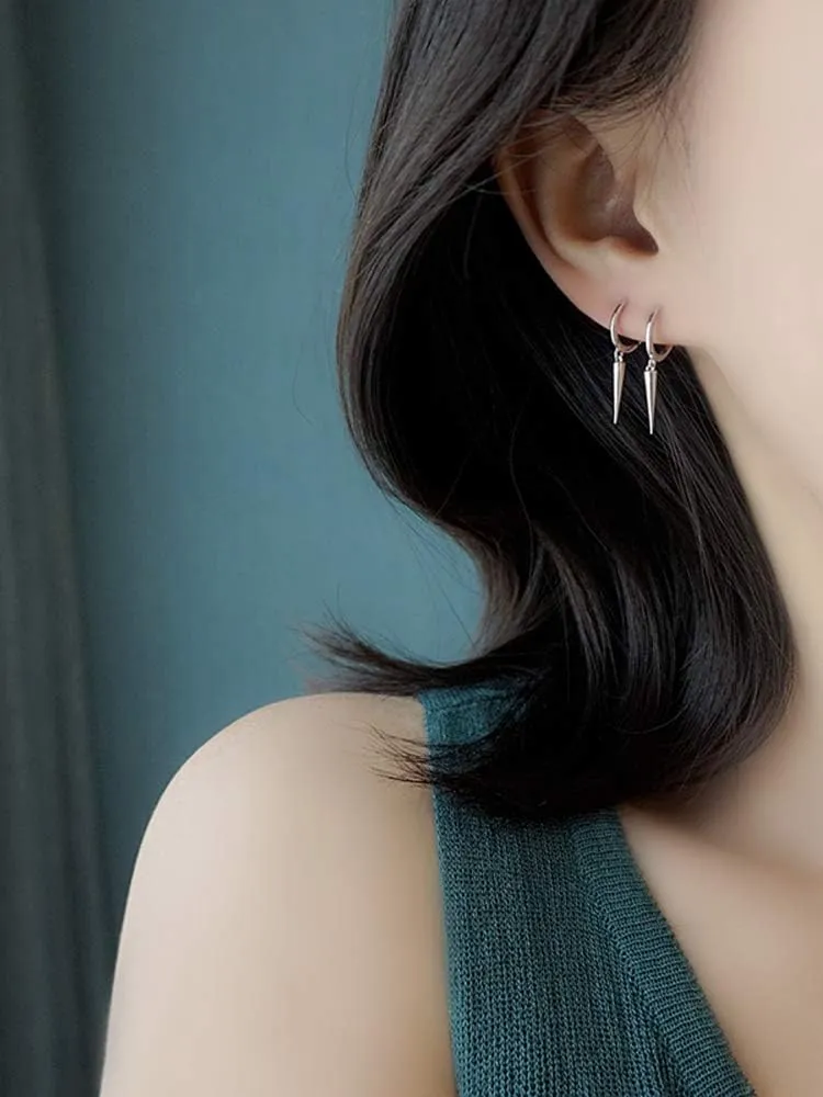Minimalist Spike Dangle Drop Hoop Earrings for Women Girls 925 Sterling Silver Charms Hoops Cuff Cartilage Stud Tragus Helix Wrap Geometric Hypoallergenic Fashion Personalized Punk