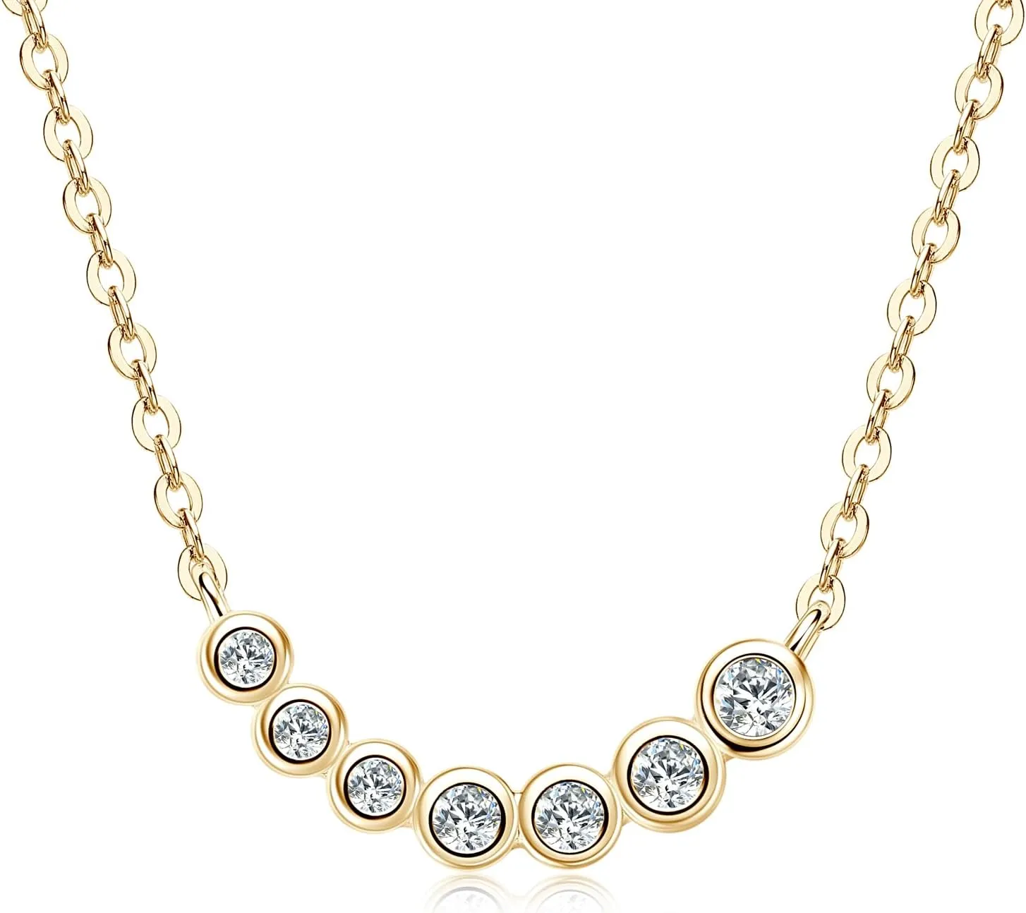 Moissanite Necklace for Women, 925 Sterling Silver Dainty Bezel Necklaces Samll Round VVS1 Clarity Lab Created Imitation Diamond Jewelry