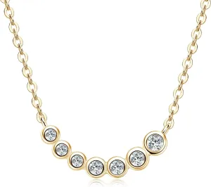 Moissanite Necklace for Women, 925 Sterling Silver Dainty Bezel Necklaces Samll Round VVS1 Clarity Lab Created Imitation Diamond Jewelry