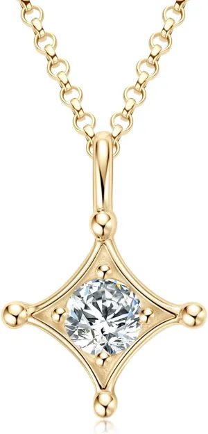 Moissanite Necklace for Women, 925 Sterling Silver Lab Created Imitation-diamond Pendant Solitaire Necklace Gift for Her Mother Mom Wife Girlfriend Jewelry with GRA Certificate of Authenticity