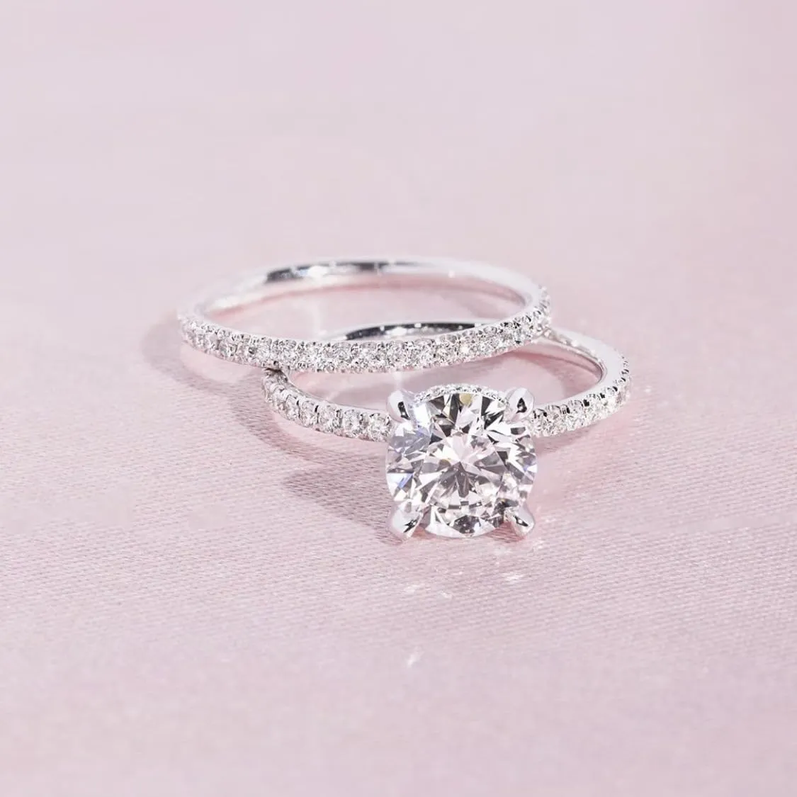 Moissanite Rings 2PCS Engagement Rings Set for Women | 2 Carat Oval Cubic Zirconia Wedding Sets | Wedding Band Ring | Promise Rings for Her 18K White Gold Plated Jeelry Gifts Size 6-10 Size 10