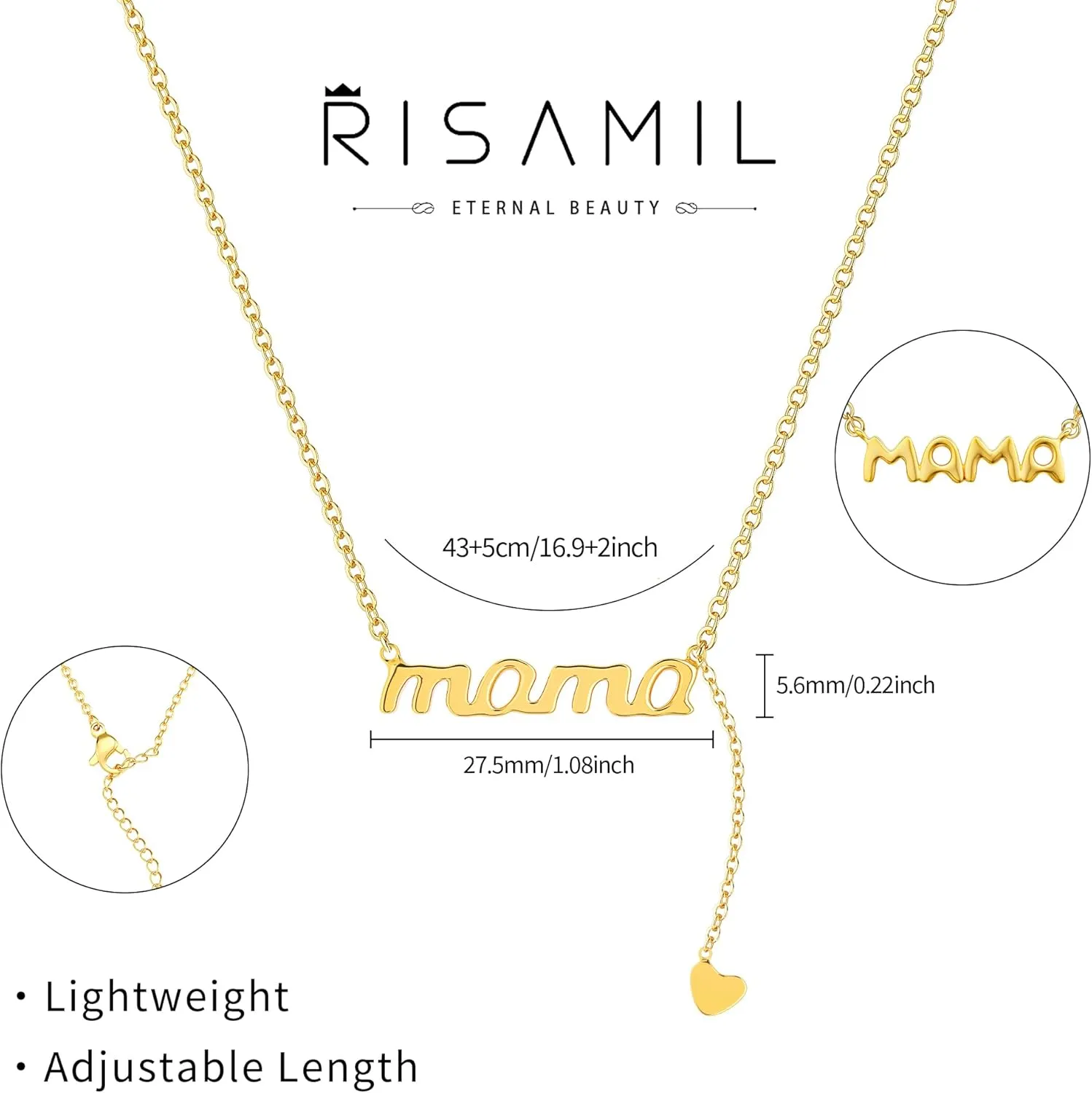 Mothers Day Gifts Gold Necklace - Mama Necklace for Women Mom Wife Sister, Dainty Layered Mom Necklaces Stack Mama Pendant Choker Chain Necklace Birthday Mother's Day Gold Jewelry Gift Trendy
