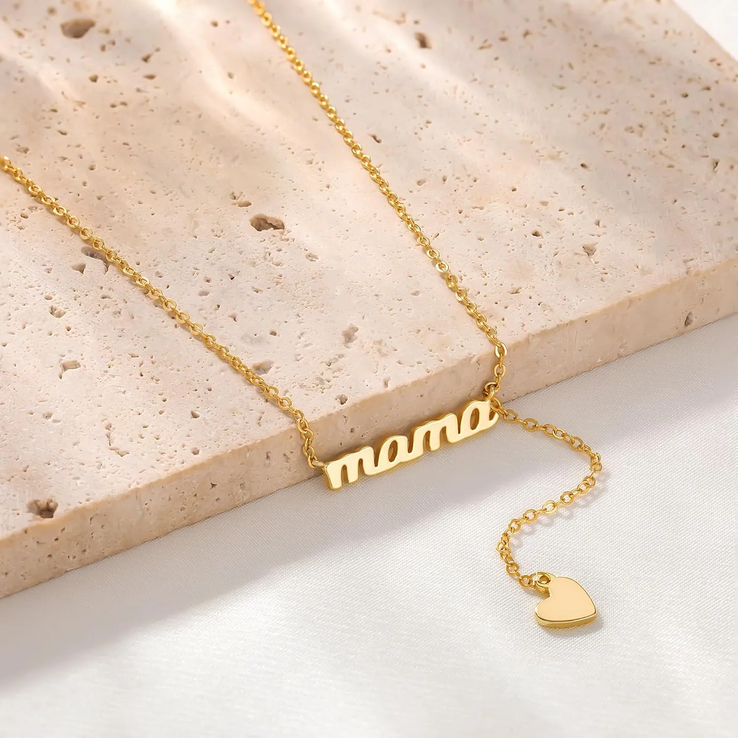 Mothers Day Gifts Gold Necklace - Mama Necklace for Women Mom Wife Sister, Dainty Layered Mom Necklaces Stack Mama Pendant Choker Chain Necklace Birthday Mother's Day Gold Jewelry Gift Trendy