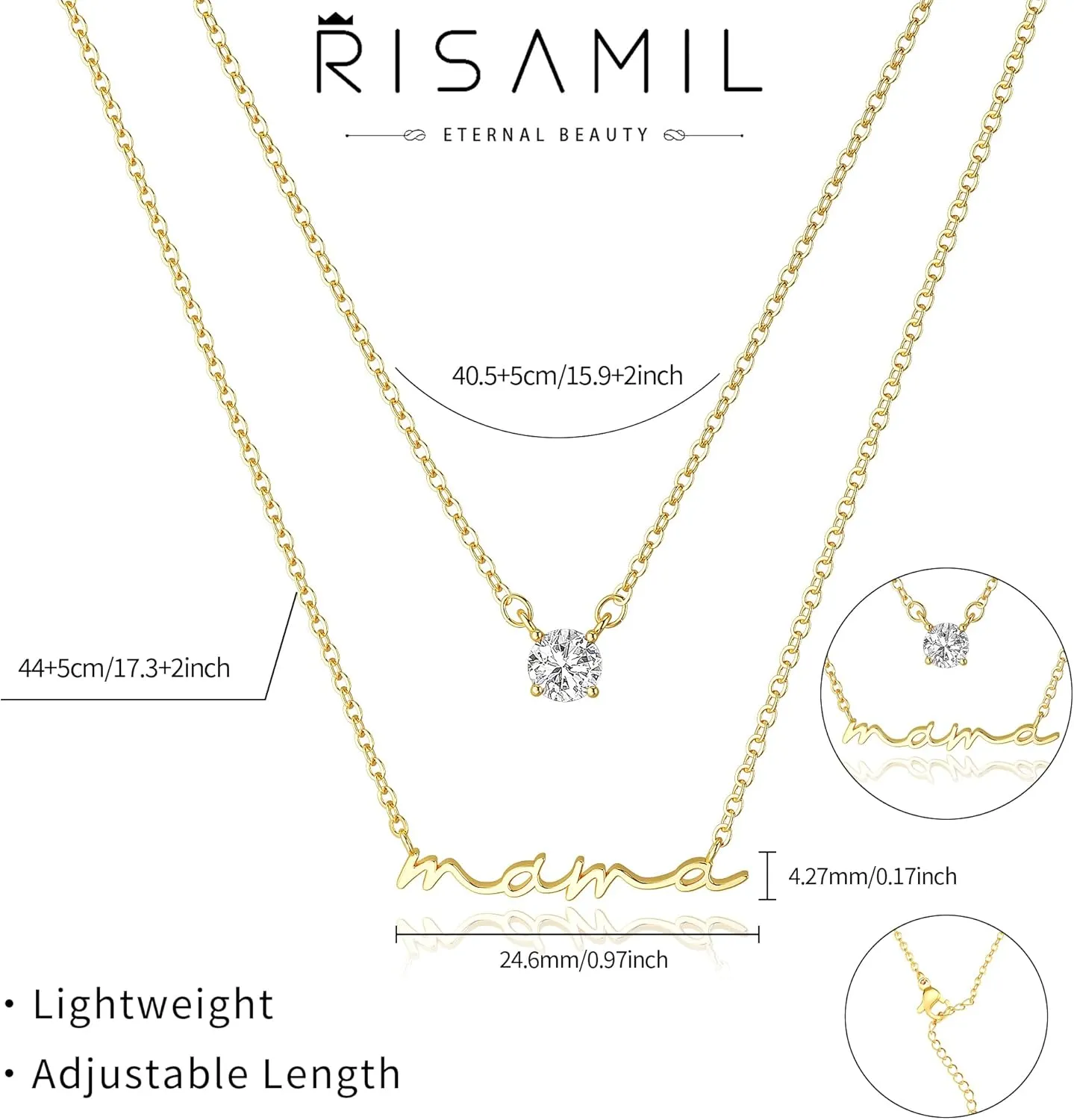 Mothers Day Gifts Gold Necklace - Mama Necklace for Women Mom Wife Sister, Dainty Layered Mom Necklaces Stack Mama Pendant Choker Chain Necklace Birthday Mother's Day Gold Jewelry Gift Trendy