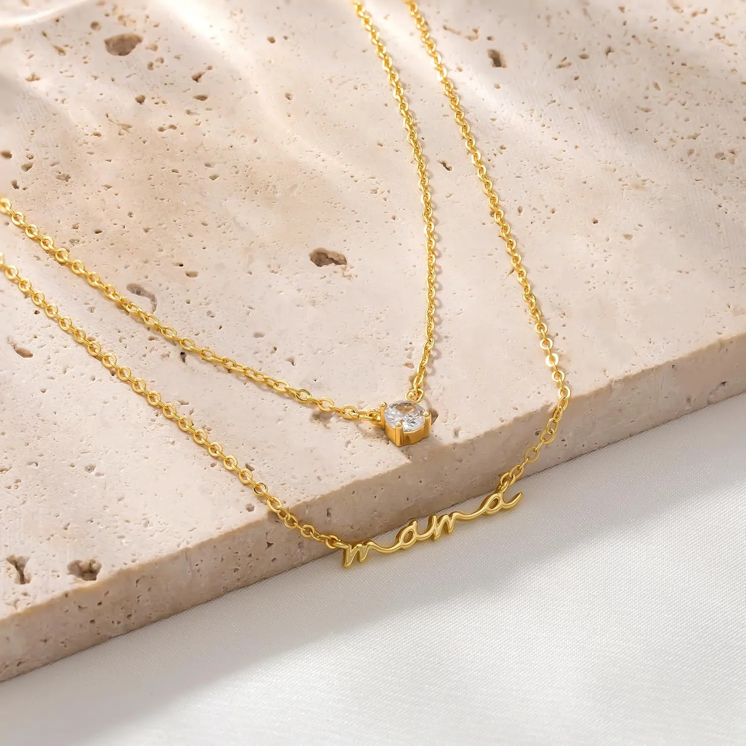 Mothers Day Gifts Gold Necklace - Mama Necklace for Women Mom Wife Sister, Dainty Layered Mom Necklaces Stack Mama Pendant Choker Chain Necklace Birthday Mother's Day Gold Jewelry Gift Trendy