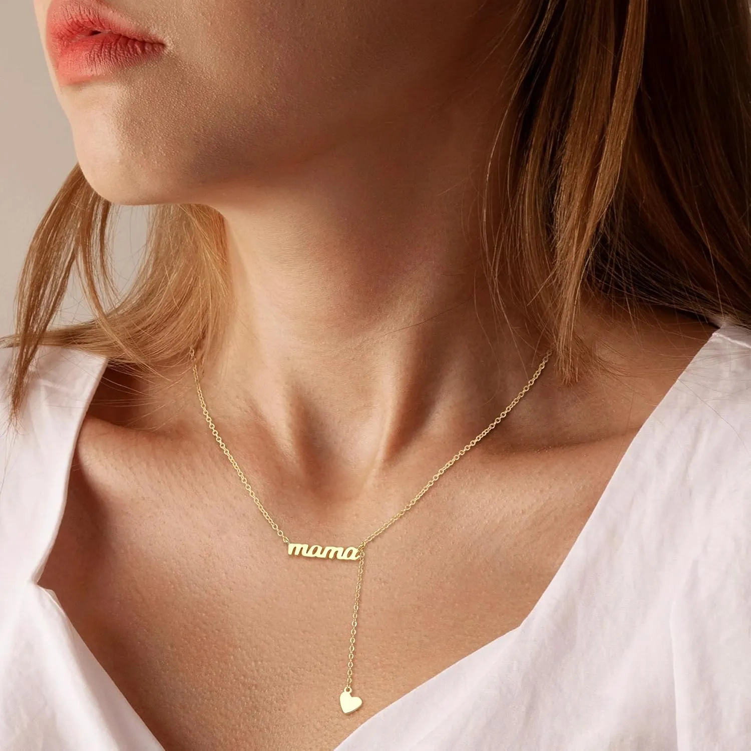 Mothers Day Gifts Gold Necklace - Mama Necklace for Women Mom Wife Sister, Dainty Layered Mom Necklaces Stack Mama Pendant Choker Chain Necklace Birthday Mother's Day Gold Jewelry Gift Trendy