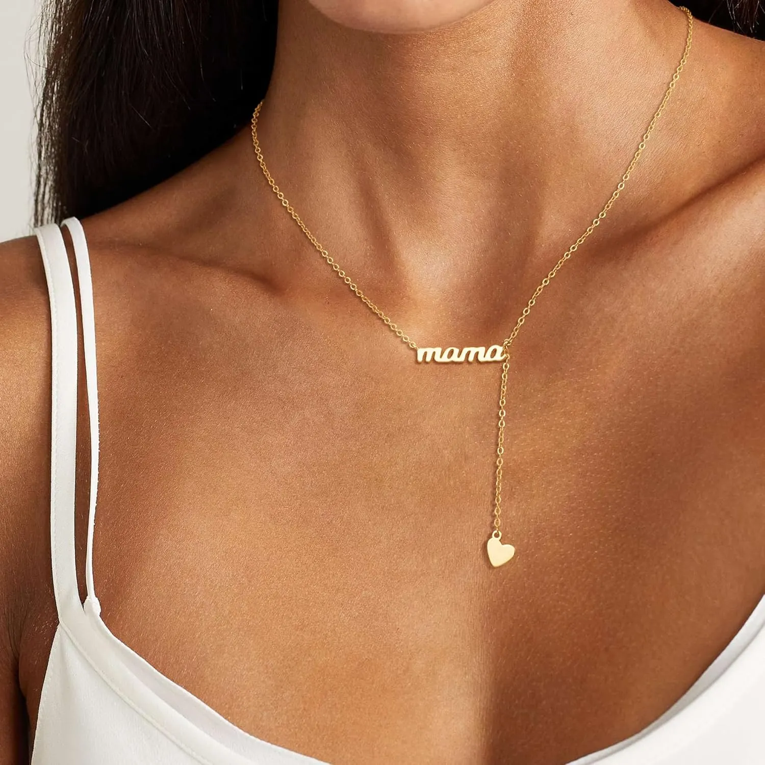 Mothers Day Gifts Gold Necklace - Mama Necklace for Women Mom Wife Sister, Dainty Layered Mom Necklaces Stack Mama Pendant Choker Chain Necklace Birthday Mother's Day Gold Jewelry Gift Trendy