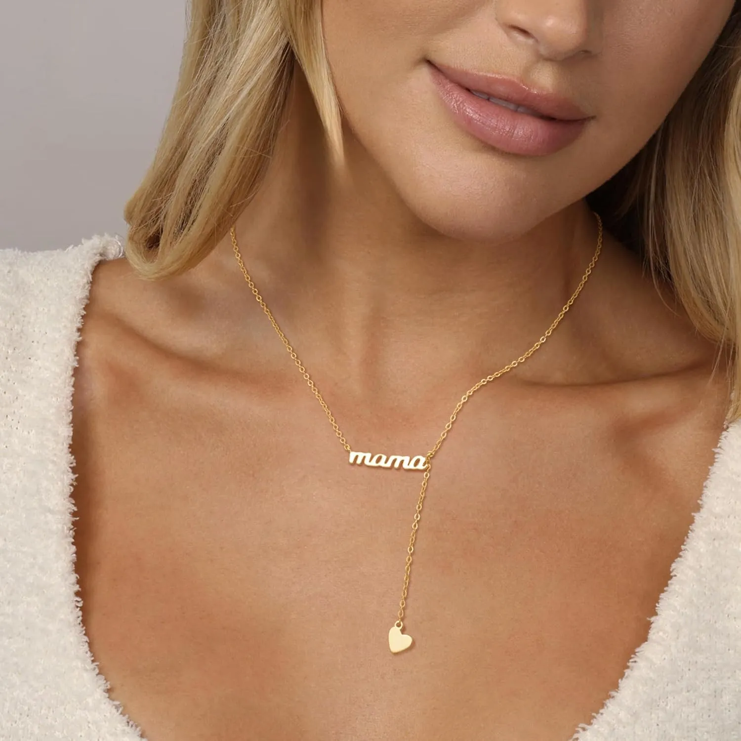 Mothers Day Gifts Gold Necklace - Mama Necklace for Women Mom Wife Sister, Dainty Layered Mom Necklaces Stack Mama Pendant Choker Chain Necklace Birthday Mother's Day Gold Jewelry Gift Trendy