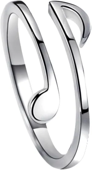 Musical Note Adjustable Rings Silver/18K Gold/Yellow Gold Plated Clef Music Note Open Ring Jewelry Gifts for Music Lover Silver