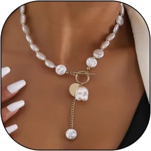 Natural Pearl Pendant Necklace for Women, Adjustable Baroque Dainty Pearl Beads Choker,Charming Simplify Daily Jewelry Gift