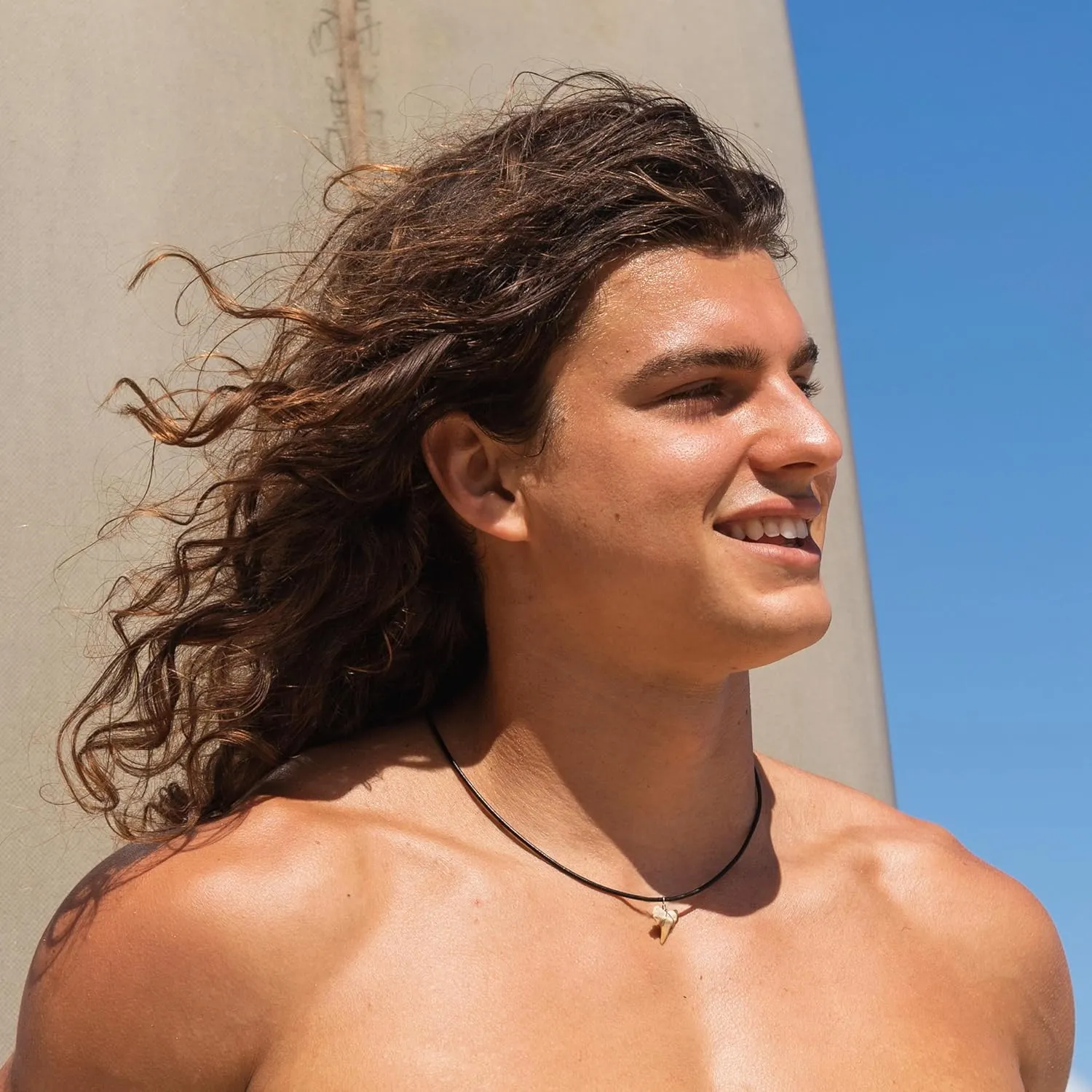 Natural Shark Tooth Necklace for Men, Genuine Fossil Shark Teeth, Cool Sharktooth Beach Necklaces for Women, Beachy Surfer Choker Jewelry