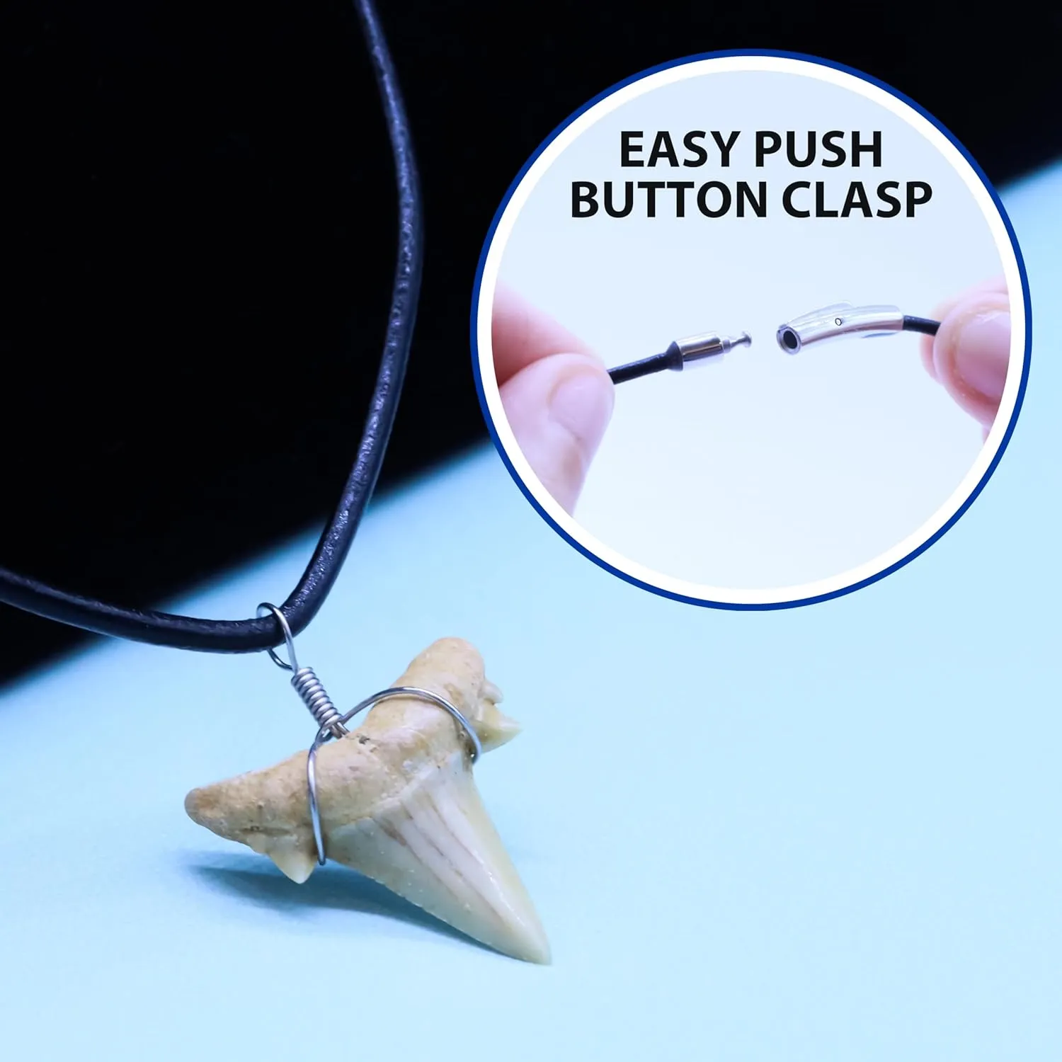 Natural Shark Tooth Necklace for Men, Genuine Fossil Shark Teeth, Cool Sharktooth Beach Necklaces for Women, Beachy Surfer Choker Jewelry