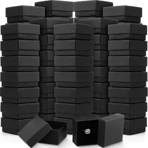 Nosiny 120 Piece Small Ring Boxes Bulk 2 x 2 x 1.2 Inch Kraft Cardboard Jewelry Gift Boxes with Lids for Earrings Square Packing Versatile Occasions Birthday