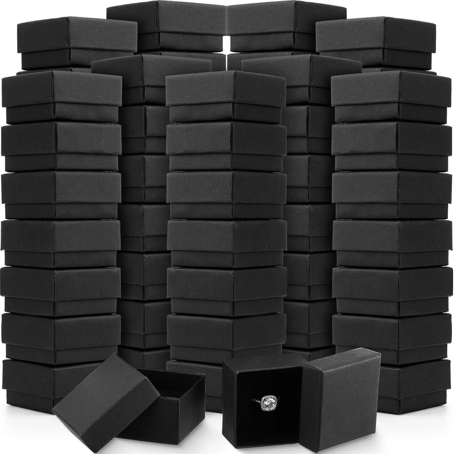 Nosiny 120 Piece Small Ring Boxes Bulk 2 x 2 x 1.2 Inch Kraft Cardboard Jewelry Gift Boxes with Lids for Earrings Square Packing Versatile Occasions Birthday