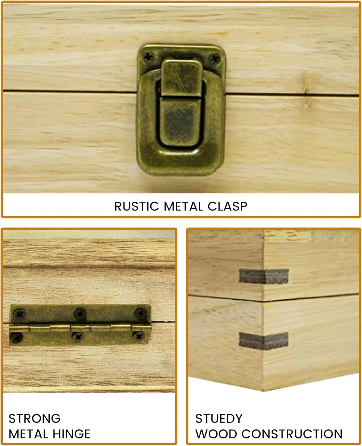 Novel Box Jewelry Display Case Wood 14.75x8.25x2.1 Large Glass Jewelry Box with Lid - Display Cases for Collectibles - Rock Collection Box with Metal Clasp - Gem Display Case