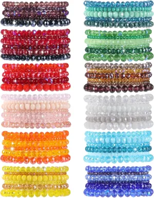 Ornaland 70 Pcs Beaded Bracelets for Women Set Colorful Glass Bead Stackable Preppy Beach Surfer Stretch Crystal Bracelets Wrist Jewelry for Women (Colorful)