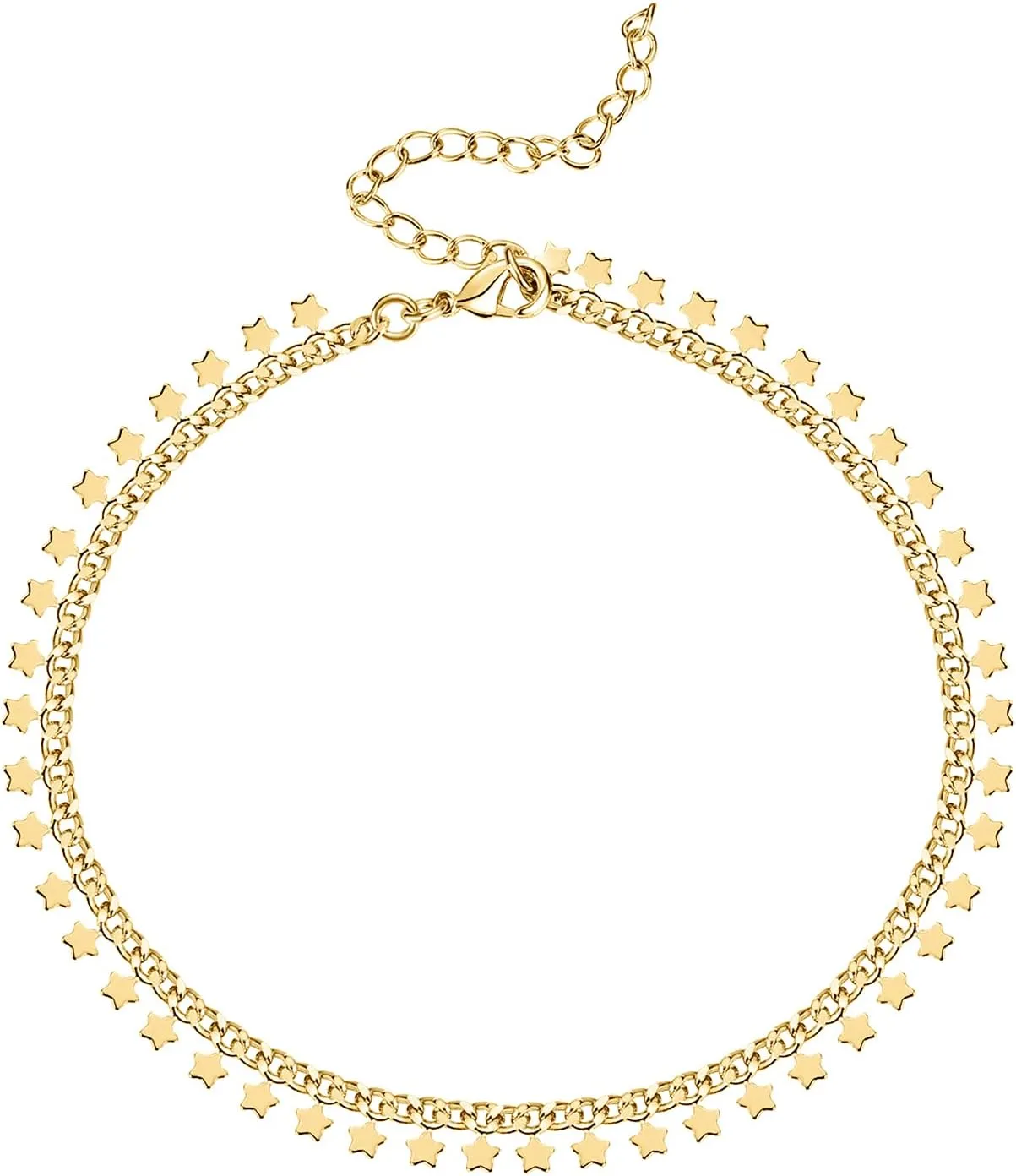 PAVOI 14K Gold Plated Charm Link Chain Anklets for Women | Dainty Cubic Zirconia Boho Dot Evil Eye Star Station Solitaire Pearl Beaded Festival Adjustable Gold Anklets