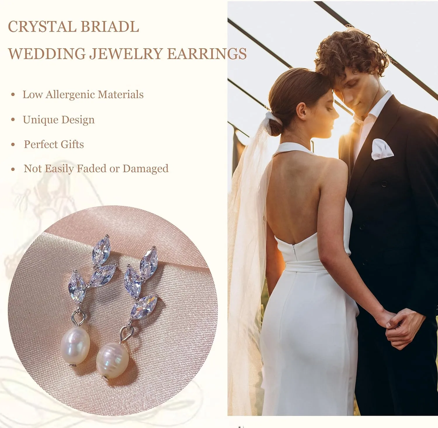Pearl Drop Earrings for Women Bridesmaid Wedding Earrings for Brides Cubic Zircon Bridal Wedding Jewelry
