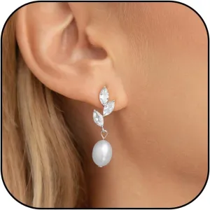 Pearl Drop Earrings for Women Bridesmaid Wedding Earrings for Brides Cubic Zircon Bridal Wedding Jewelry