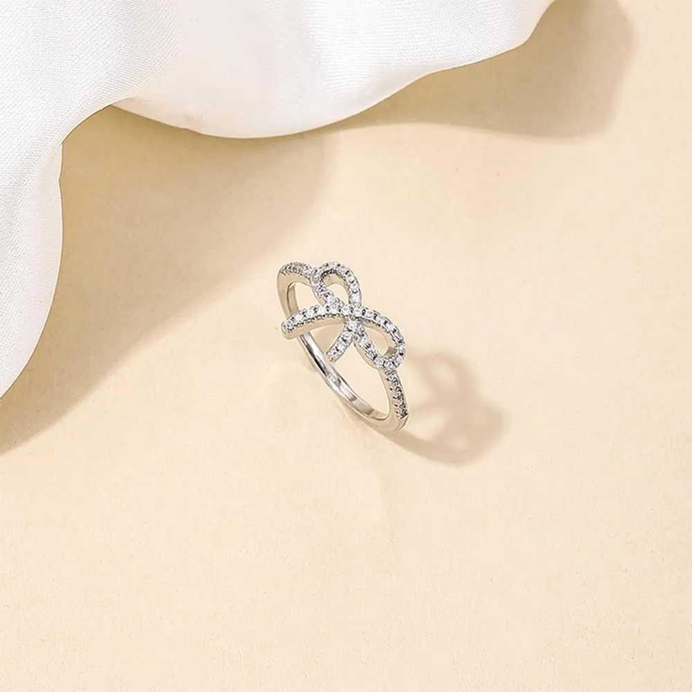 PINKPIN 18K Gold Plated S925 Sterling Silver Bow Knot Ring for Women Fashion Rings for Women Ring Jewelry Gifts
