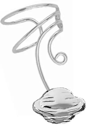 Planet Saturn 925 Sterling Silver Non-Pierced Wave Right Ear Cuff Earring