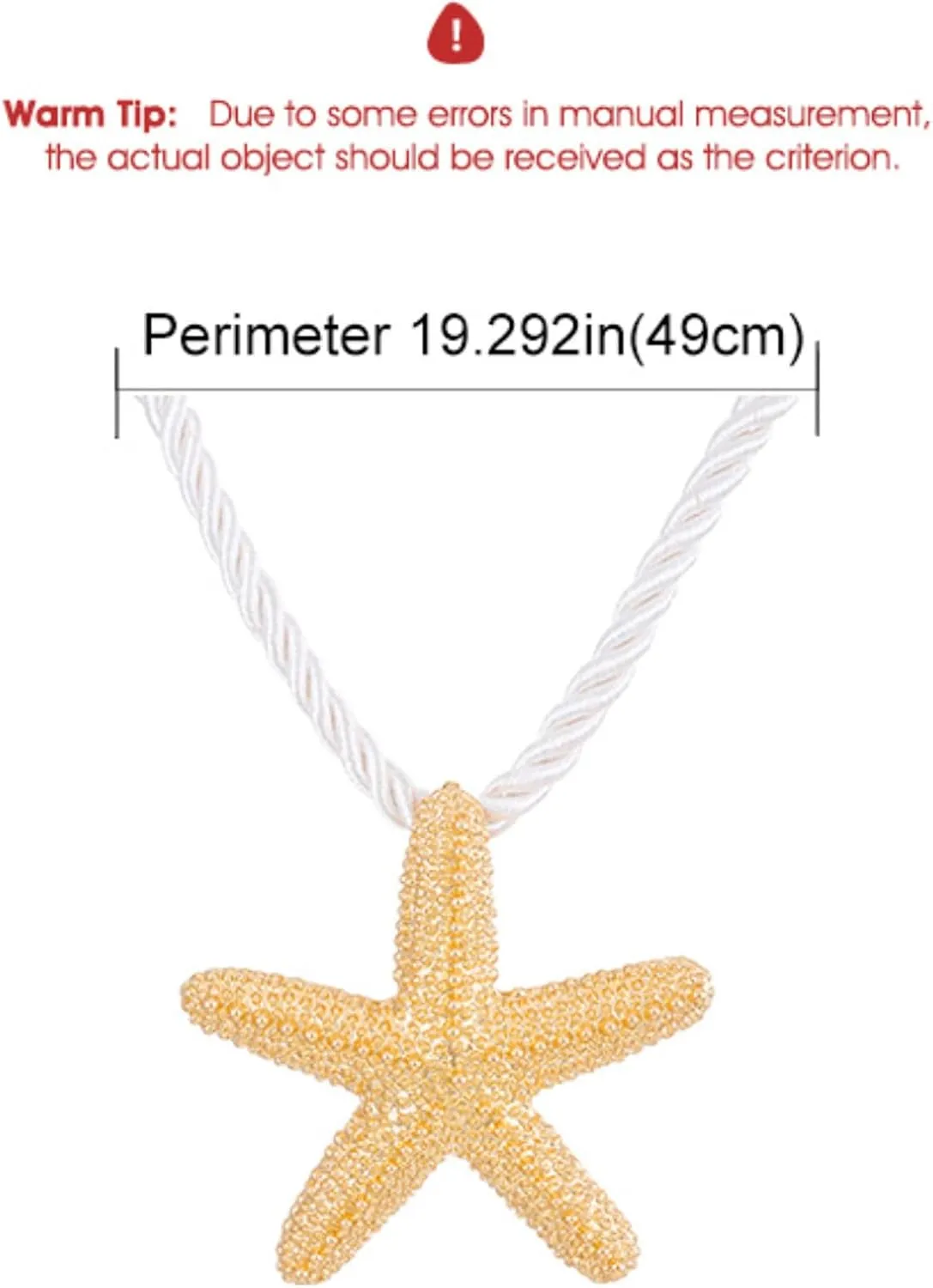 POYAMUSE Elegant Beach-Inspired Starfish Necklace for Women, Chunky Rope Choker Necklace with Gold Starfish Pendant, Seaside Necklace Jewelry for Summer Vacations and Coastal Getaways