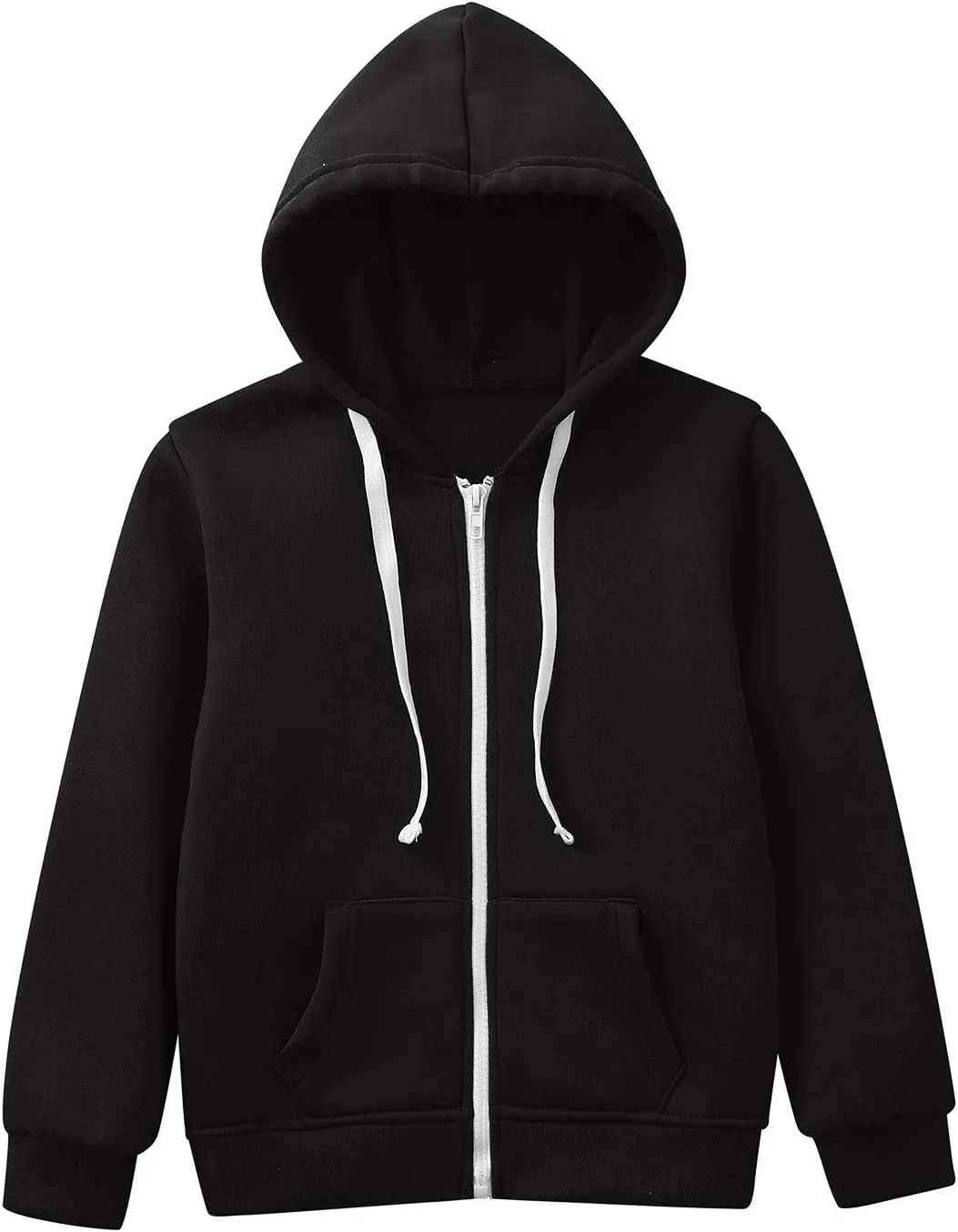 Prime 2024 Special Deals Boy's Zip Up Hoodies Solid Color Long Sleeve Inside Outside Sweater Shirt Comfortable Soft Top Fall Winter Outfits 9-10 Years A1-Black
