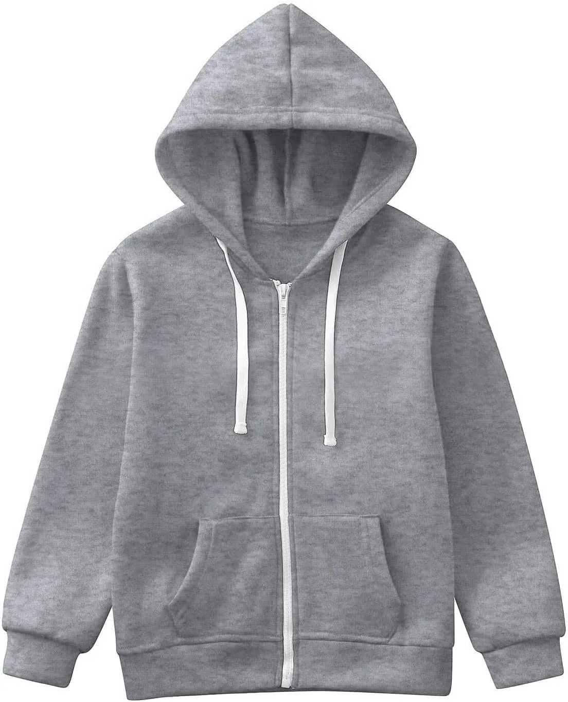 Prime Big Deal Boy's Zip Up Hoodies Solid Color Long Sleeve Inside Outside Sweater Shirt Comfortable Soft Top Fall Winter Outfits 6-7 Years A2-Grey