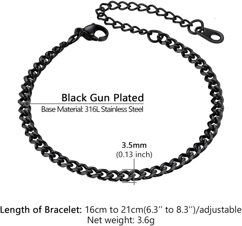 PROSTEEL 316L Stainless Steel Cuban Link Bracelets for Men, Gold/Black/Silver Tone, Hypoallergenic Jewelry, 7.5"/8.26", Come with Box