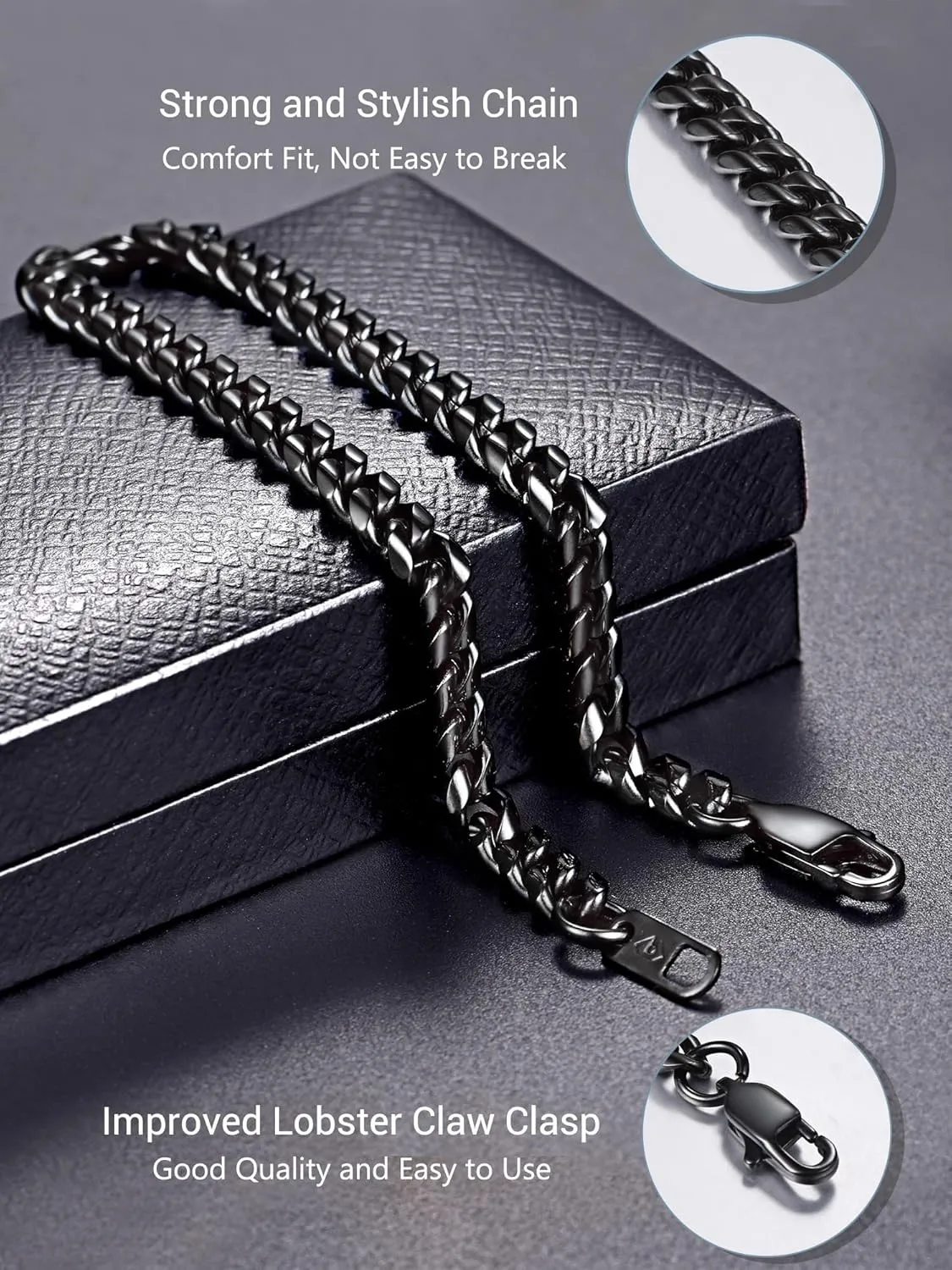 PROSTEEL Stainless Steel Bracelet for Men Women, Stylish Cuban Link Bracelets, Black/18K Gold Plated, W:4.8mm/6mm/10mm/14mm, L:19cm/21cm, Come Box
