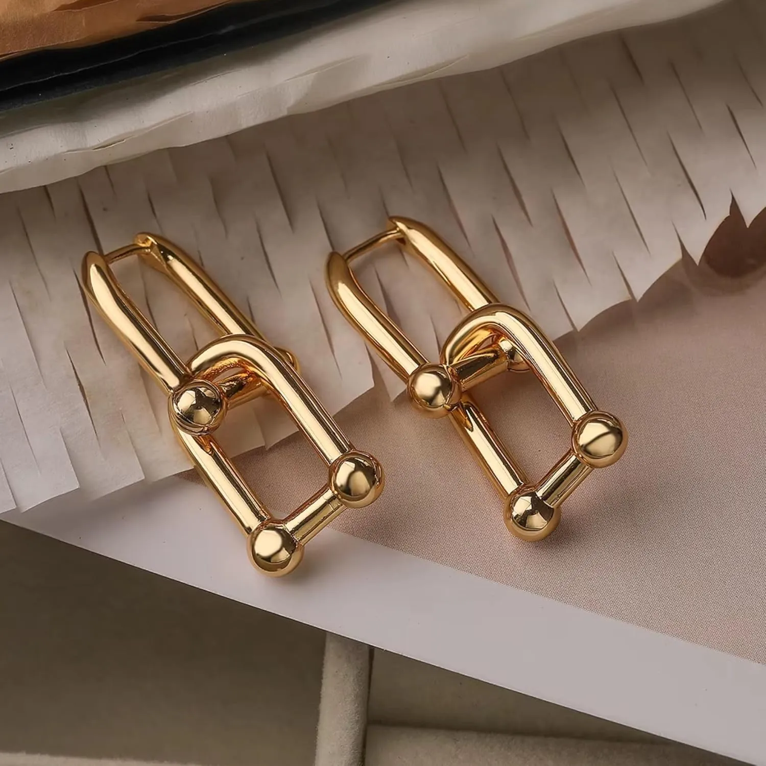 QueenBee Small 14K Gold & 925 Sterling Silver Paperclip Zirconia Hoop Earrings  Dainty Convertible Huggie with Removable Drop, Adjustable Retro Jewelry Gift for Holidays, Weddings, Birthdays & Bridesmaids