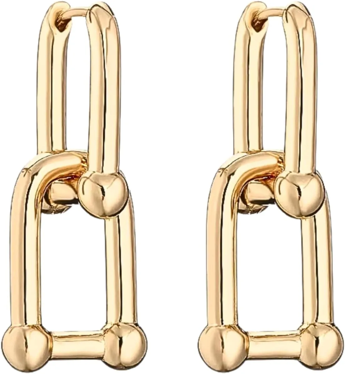 QueenBee Small 14K Gold & 925 Sterling Silver Paperclip Zirconia Hoop Earrings  Dainty Convertible Huggie with Removable Drop, Adjustable Retro Jewelry Gift for Holidays, Weddings, Birthdays & Bridesmaids