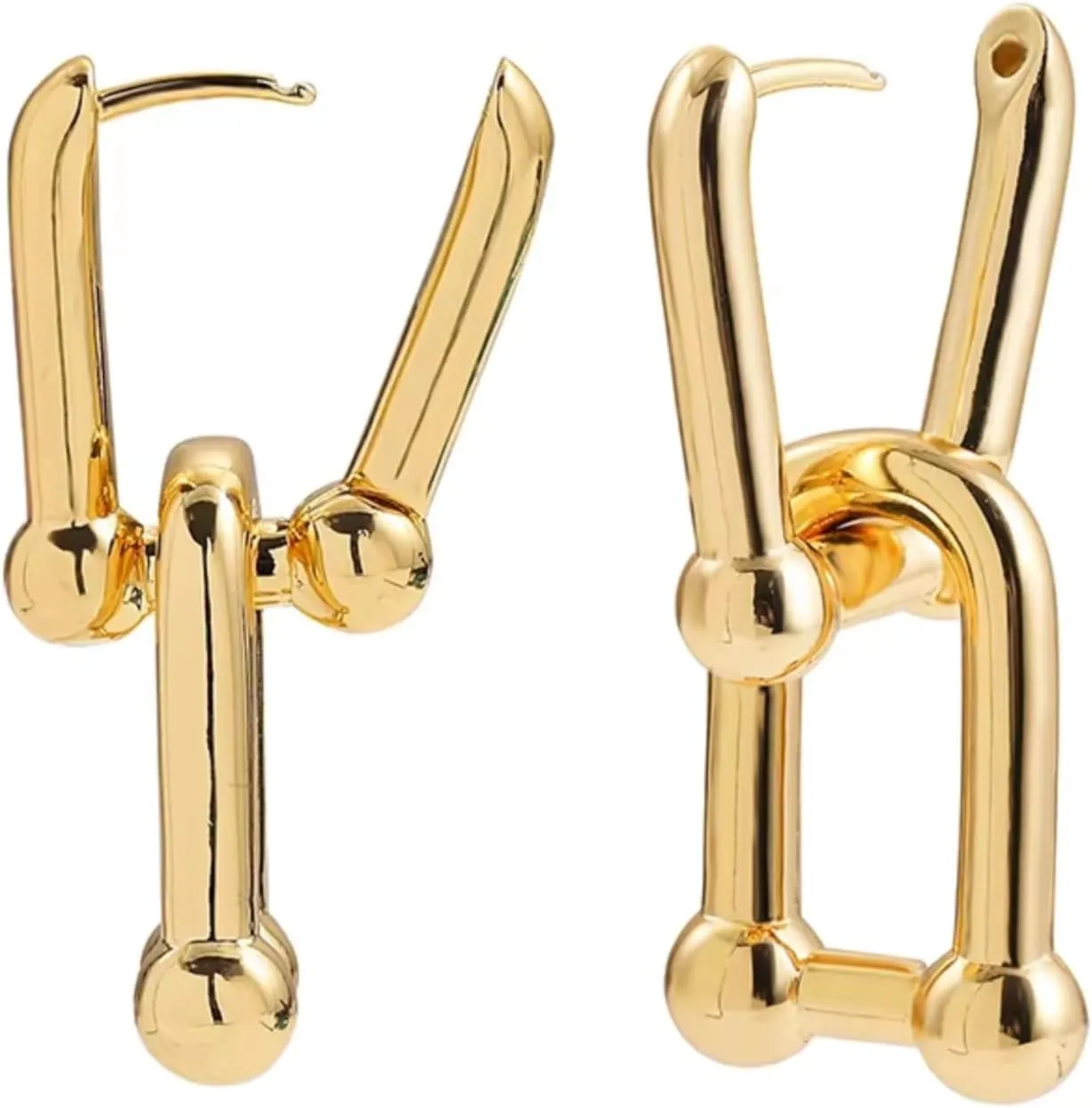 QueenBee Small 14K Gold & 925 Sterling Silver Paperclip Zirconia Hoop Earrings  Dainty Convertible Huggie with Removable Drop, Adjustable Retro Jewelry Gift for Holidays, Weddings, Birthdays & Bridesmaids