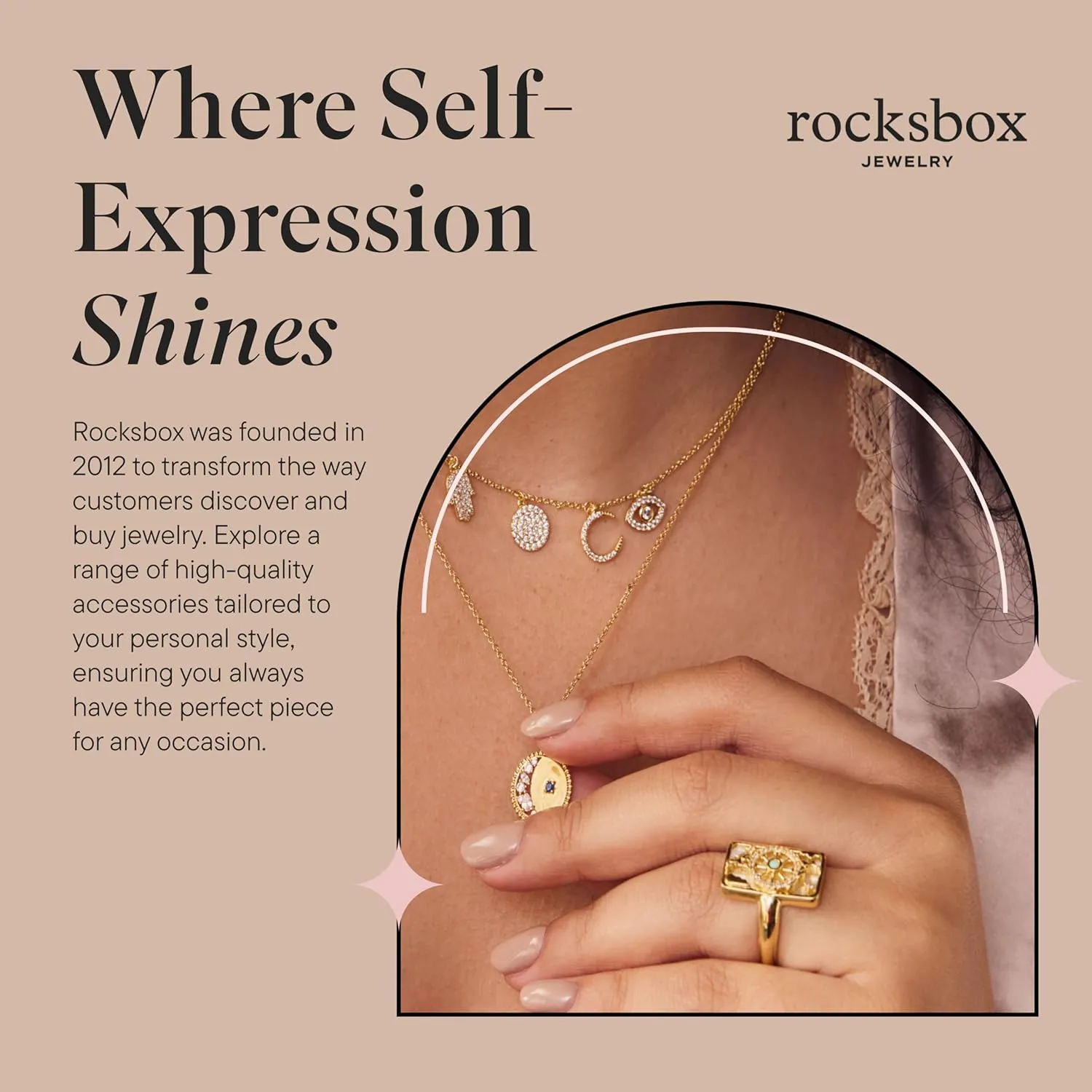 Rocksbox Pave & CZ Ring Set - Women's Ring Set - High Polish Plating with Cubic Zirconia Pave - Premium Quality Jewelry