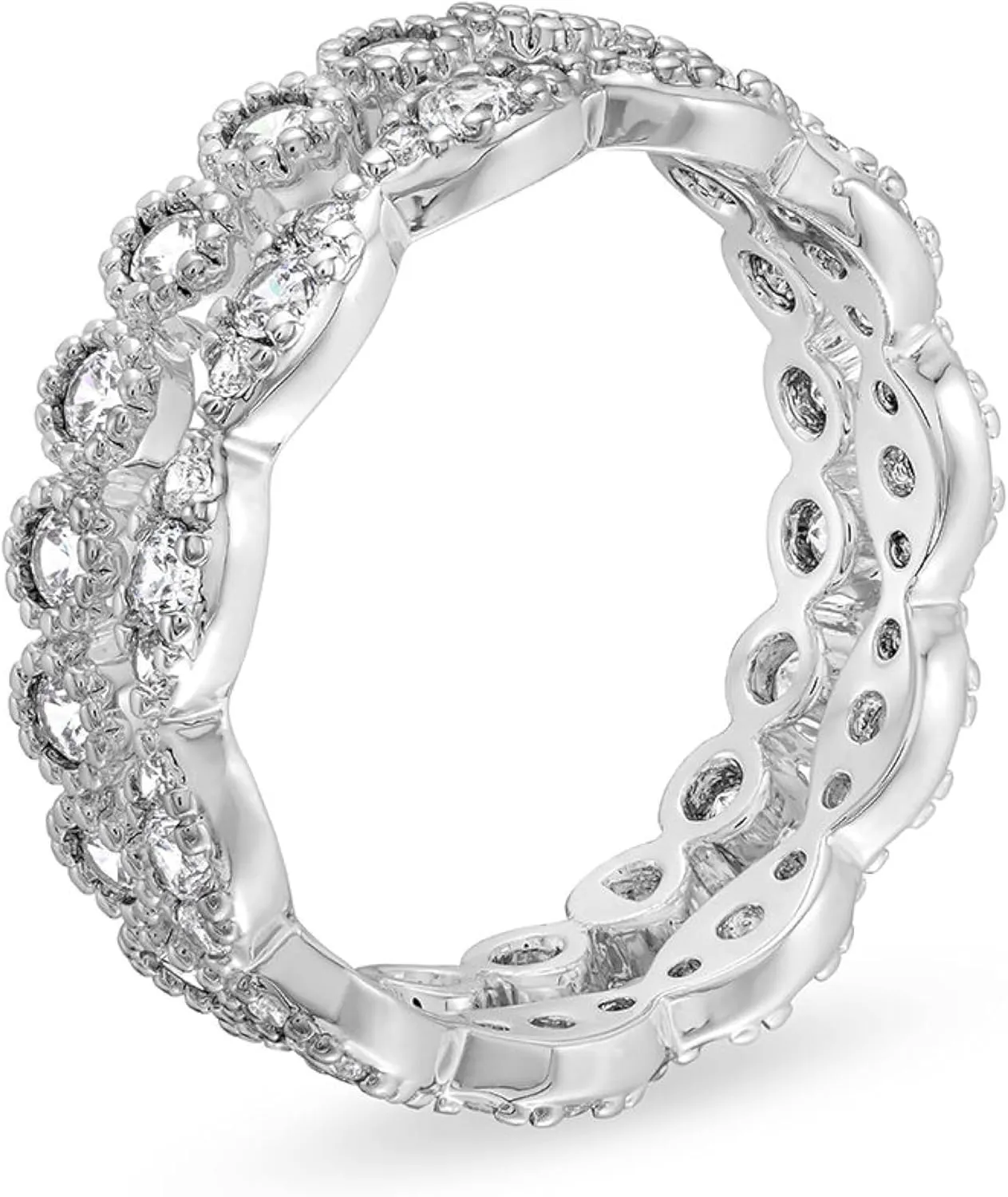 Rocksbox Pave & CZ Ring Set - Women's Ring Set - High Polish Plating with Cubic Zirconia Pave - Premium Quality Jewelry