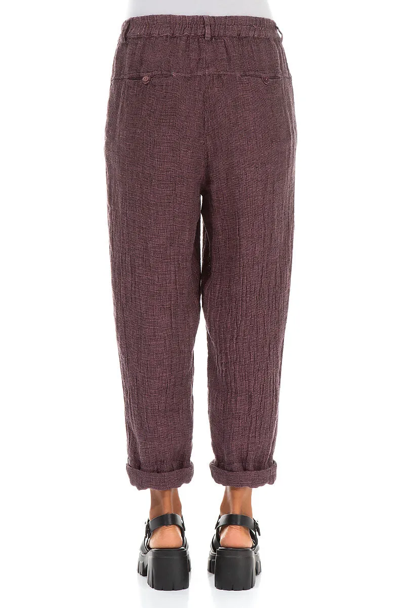 Roll Up Mauve Taupe Mélange Linen Trousers