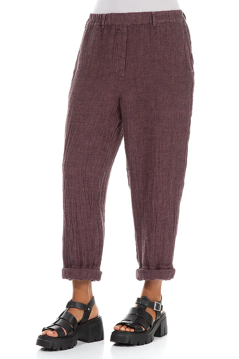 Roll Up Mauve Taupe Mélange Linen Trousers