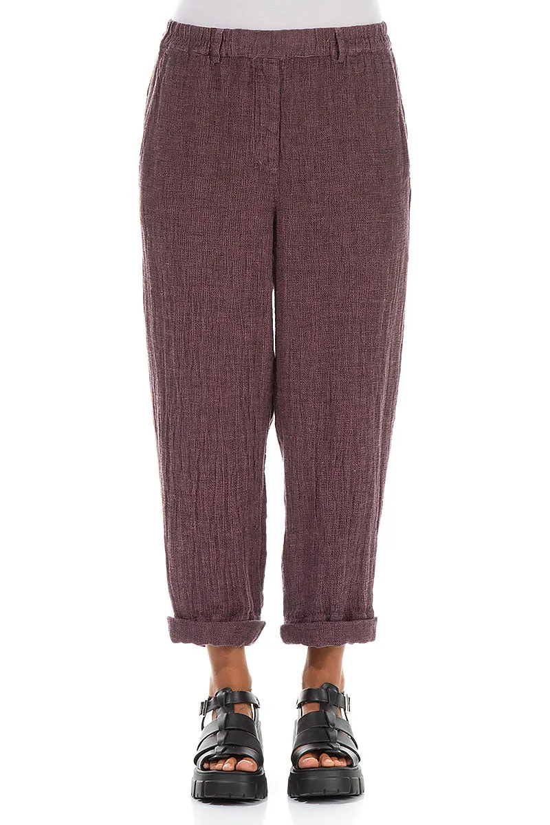 Roll Up Mauve Taupe Mélange Linen Trousers