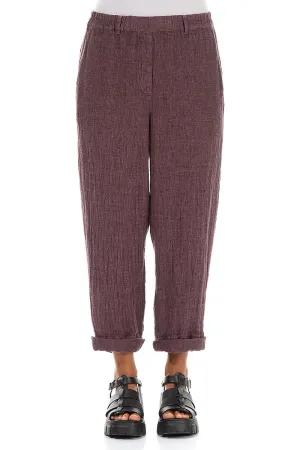 Roll Up Mauve Taupe Mélange Linen Trousers
