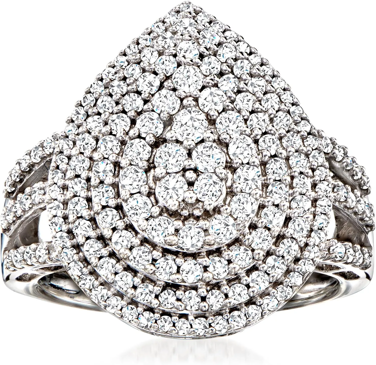 Ross-Simons 1.00 ct. t.w. Diamond Pear-Shaped Ring in Sterling Silver. Size 8