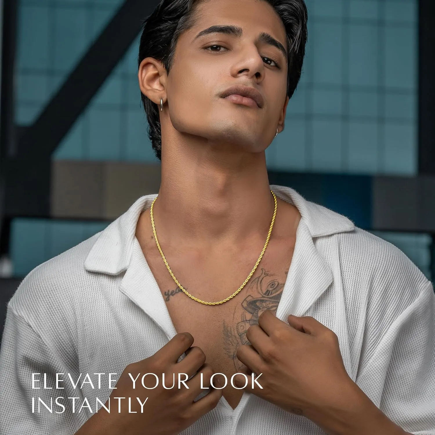 RTZN Gold Rope Chain for Men  3mm Mens Rope Chain  Premium Stainless Steel Necklace for Men & Boys  NON-TARNISH & 100% Waterproof Silver, Black, Gold Mens Chain Necklaces  18/20/22/24/26 Inches