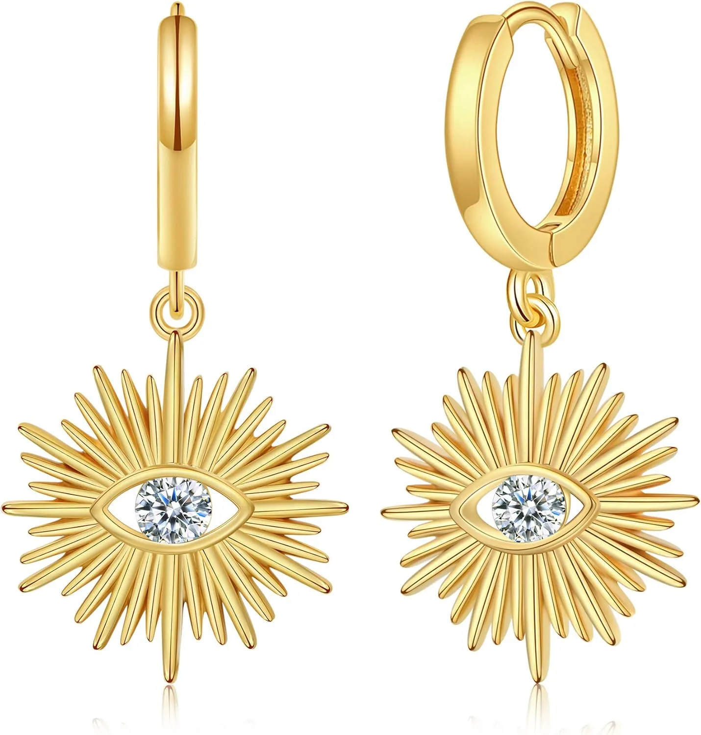 SANNYRA Mothers Day Huggie Earrings for Women - 14K Gold Plated Beach Sea Drop Dangle Earrings - Starfish Butterfly Moon Star Seashell Beachy Jewelry