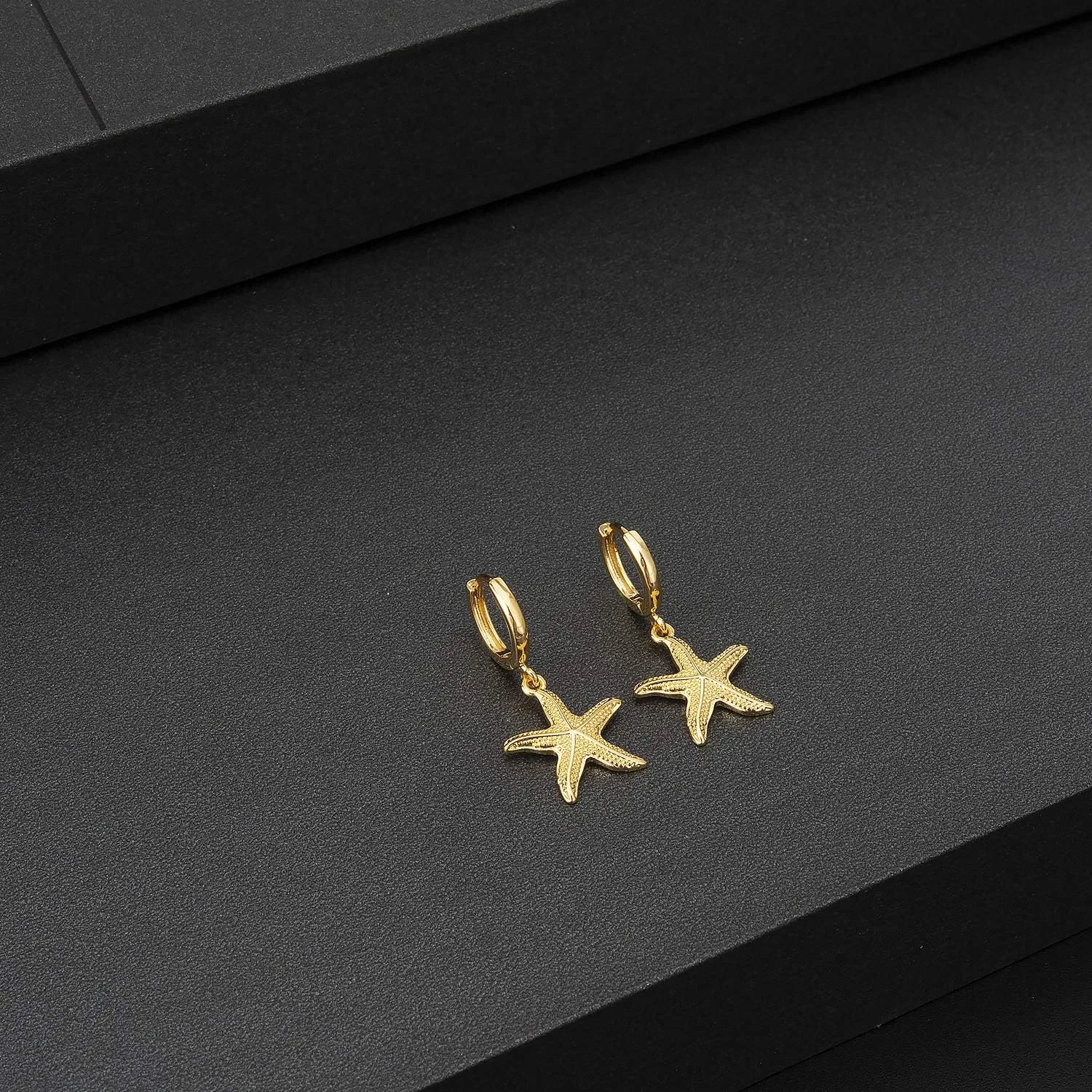 SANNYRA Mothers Day Huggie Earrings for Women - 14K Gold Plated Beach Sea Drop Dangle Earrings - Starfish Butterfly Moon Star Seashell Beachy Jewelry