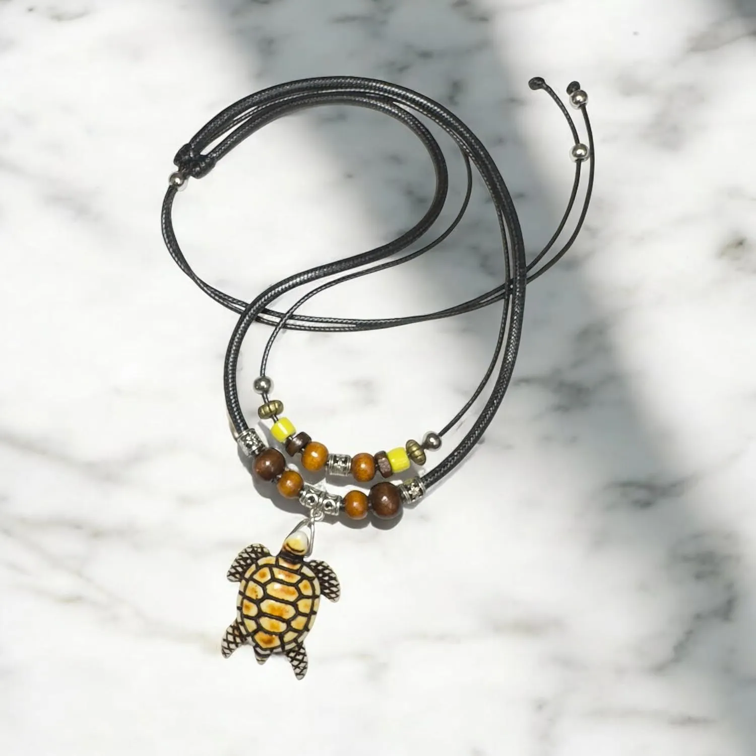 Sea Turtle Double Layer Necklace For Women Men Yak Bone Tortoise Hawaii Tribal Surfer Necklace Sea Turtles Pendants Necklaces Gift For Unisex