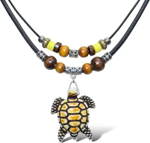 Sea Turtle Double Layer Necklace For Women Men Yak Bone Tortoise Hawaii Tribal Surfer Necklace Sea Turtles Pendants Necklaces Gift For Unisex