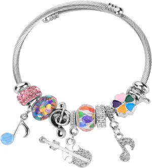 Silver Plated Charm friendship Bracelets for girls,Stainless Steel Bangle bracelets with jewelry box, Adjustable Girls Women Jewelry Suitable for holiday party gifts