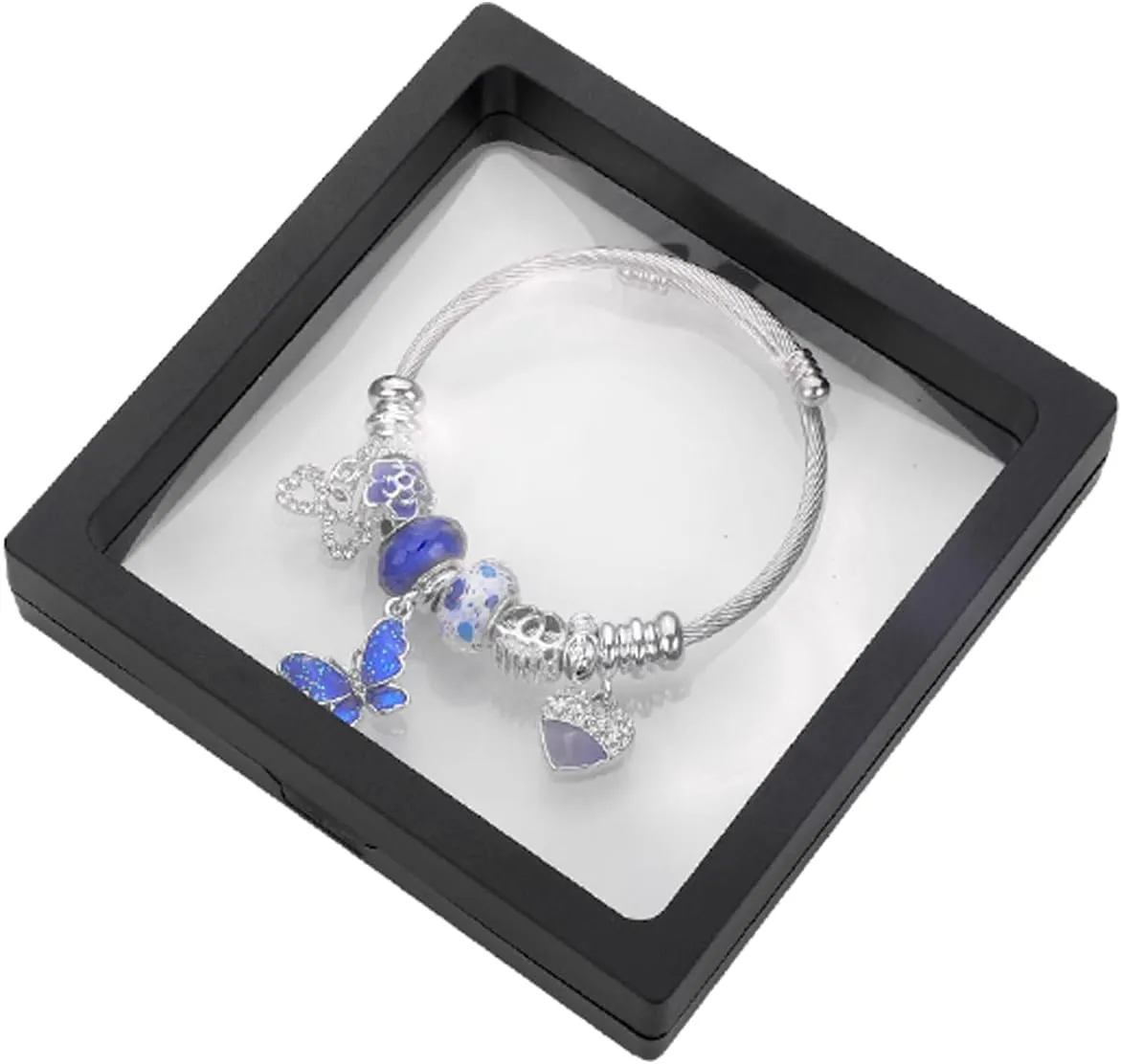 Silver Plated Charm friendship Bracelets for girls,Stainless Steel Bangle bracelets with jewelry box, Adjustable Girls Women Jewelry Suitable for holiday party gifts