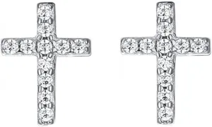 Silver Small Cross Stud Earrings, Hypoallergenic Stainless Steel CZ Cross Earrings for Women Men