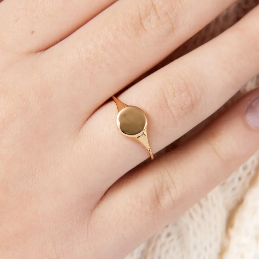 Silver Smile  18K Gold Vermeil Signet Ring  Hypoallergenic, Tarnish-Resistant Finish  Elegant Stackable Fine Jewelry