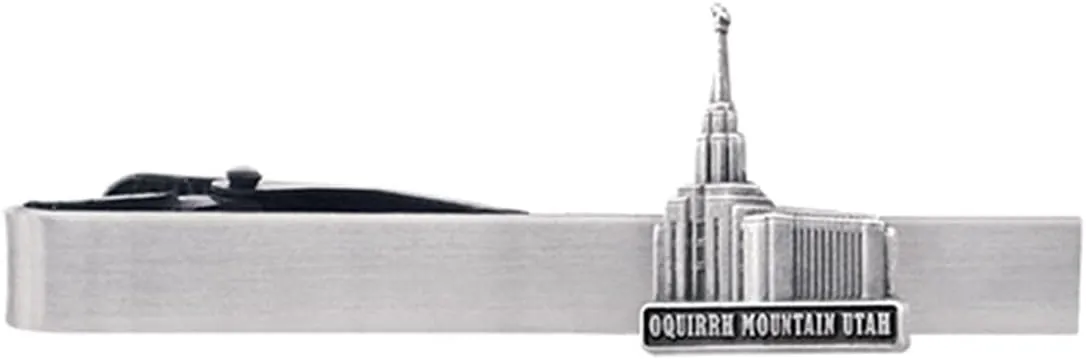 Silver Tie Clip by Ringmasters | LDS Temple Tie Clips for Men with Antique Silver Finish | Suit Accessories for Weddings, Church, & Formal Events | Versatile Tie Pin, (Oquirrh Mountain Utah)